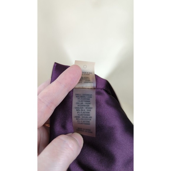 Elie Tahari Silk Wool Color block Purple Sheath Dress Cowl Neck Sleeveless XS 0 - Picture 6 of 6